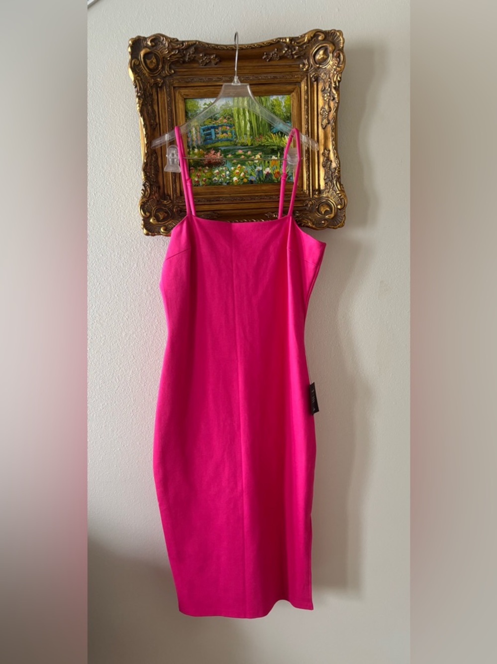 NWT Lulu's Hot Pink Spaghetti-Strap Midi Dress